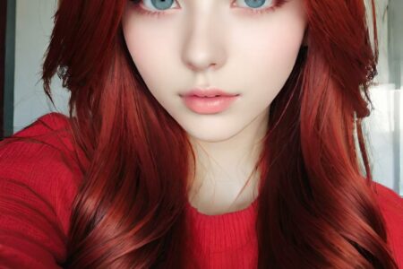 AI girl with red hair wallpaper