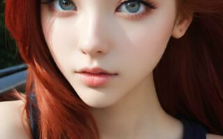 AI girl with red hair wallpaper