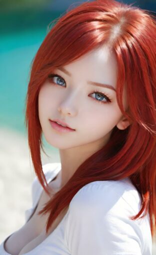 AI girl with red hair wallpaper