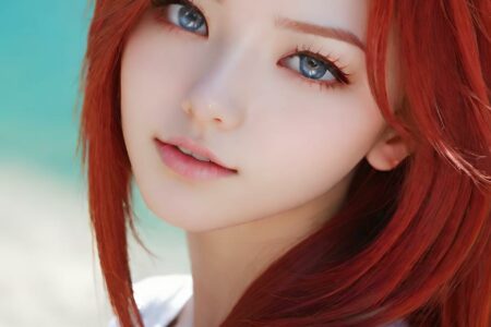 AI girl with red hair wallpaper