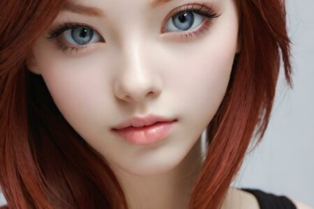 AI girl with red hair wallpaper