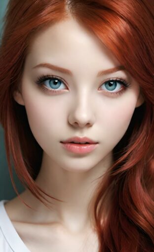 AI girl with red hair wallpaper