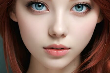 AI girl with red hair wallpaper
