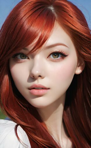 AI girl with red hair wallpaper