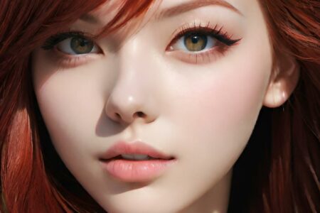 AI girl with red hair wallpaper