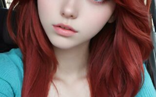 AI girl with red hair wallpaper