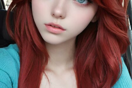 AI girl with red hair wallpaper