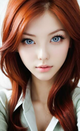 AI girl with red hair wallpaper