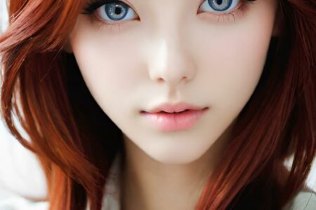 AI girl with red hair wallpaper