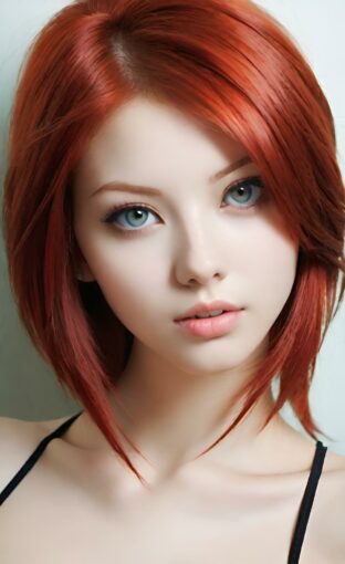 AI girl with red hair wallpaper