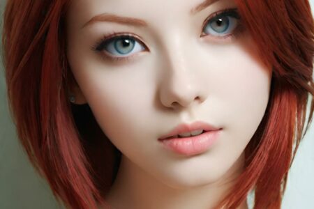 AI girl with red hair wallpaper