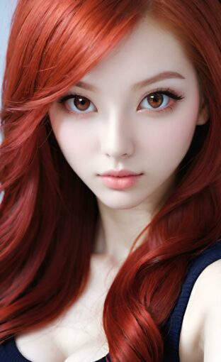 AI girl with red hair wallpaper