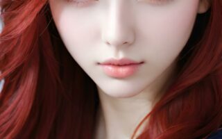 AI girl with red hair wallpaper