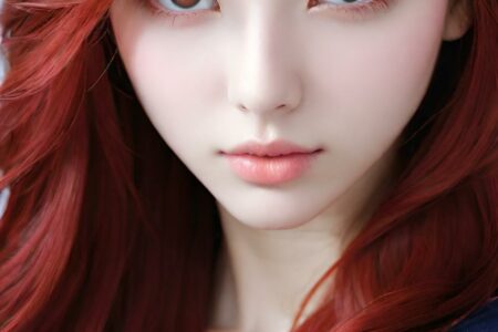 AI girl with red hair wallpaper