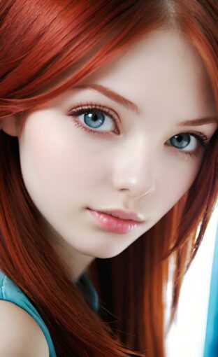 AI girl with red hair wallpaper
