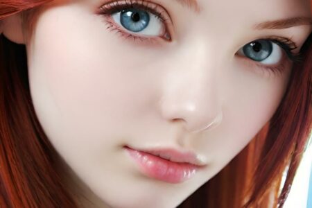 AI girl with red hair wallpaper