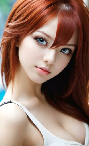 AI girl with red hair wallpaper