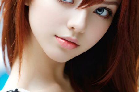 AI girl with red hair wallpaper