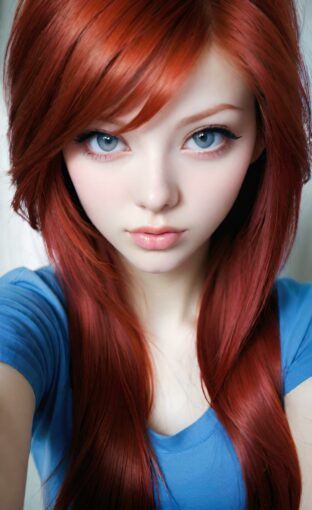 AI girl with red hair wallpaper