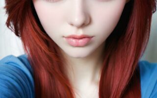 AI girl with red hair wallpaper