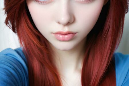 AI girl with red hair wallpaper