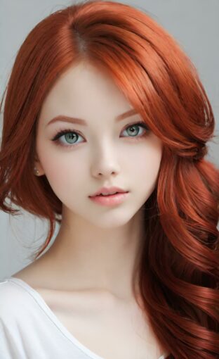 AI girl with red hair wallpaper