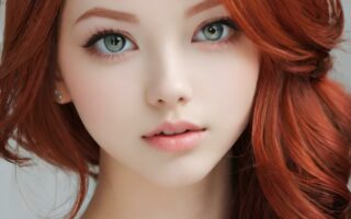 AI girl with red hair wallpaper