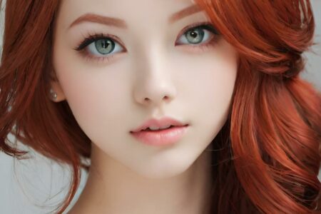 AI girl with red hair wallpaper