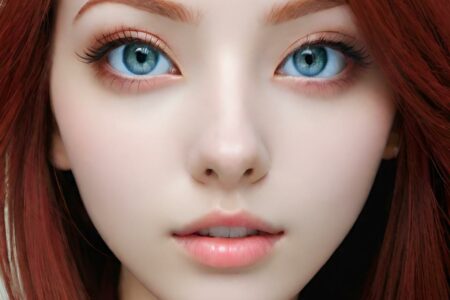 AI girl with red hair wallpaper