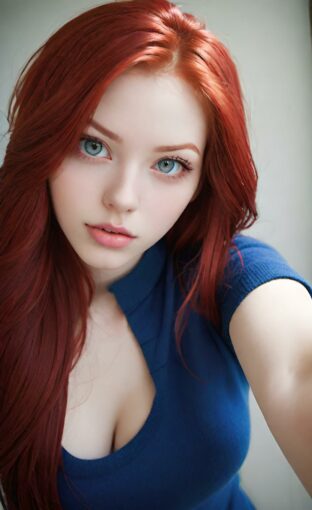 AI girl with red hair wallpaper