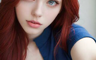 AI girl with red hair wallpaper