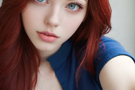 AI girl with red hair wallpaper
