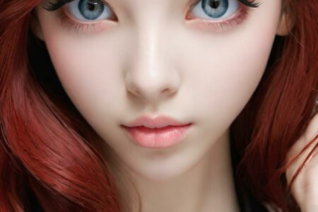 AI girl with red hair wallpaper