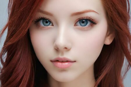 AI girl with red hair wallpaper
