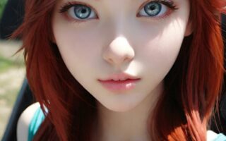 AI girl with red hair wallpaper