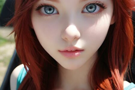 AI girl with red hair wallpaper