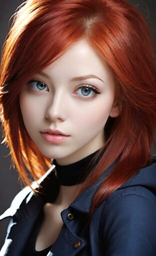 AI girl with red hair wallpaper