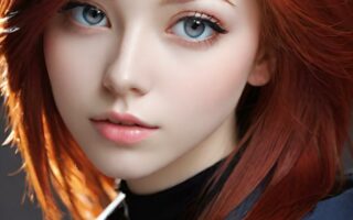 AI girl with red hair wallpaper