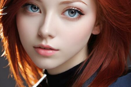 AI girl with red hair wallpaper