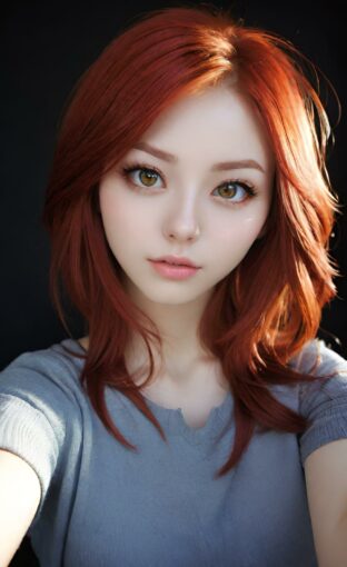 AI girl with red hair wallpaper