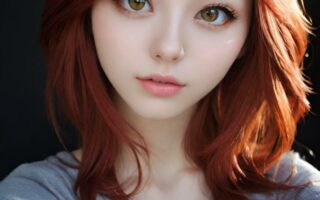 AI girl with red hair wallpaper