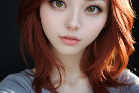 AI girl with red hair wallpaper