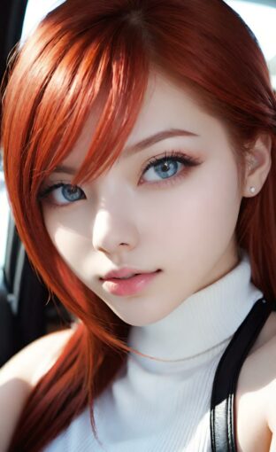 AI girl with red hair wallpaper