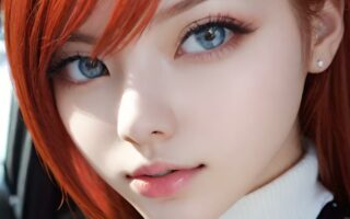 AI girl with red hair wallpaper