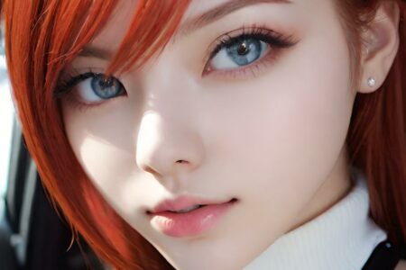 AI girl with red hair wallpaper