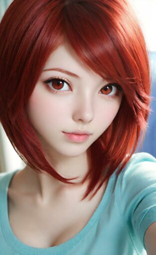 AI girl with red hair wallpaper