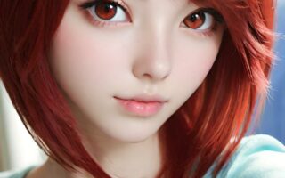 AI girl with red hair wallpaper