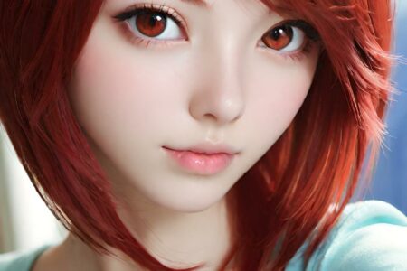 AI girl with red hair wallpaper