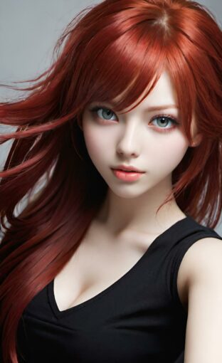 AI girl with red hair wallpaper