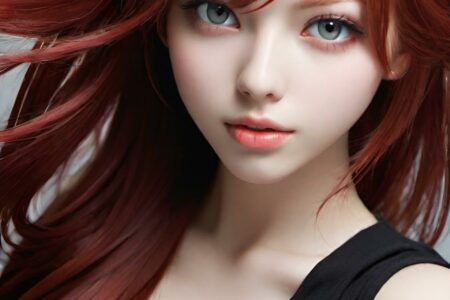 AI girl with red hair wallpaper